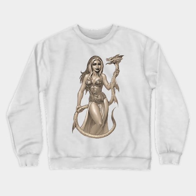 Sorceress and Dragon Crewneck Sweatshirt by Paul_Abrams